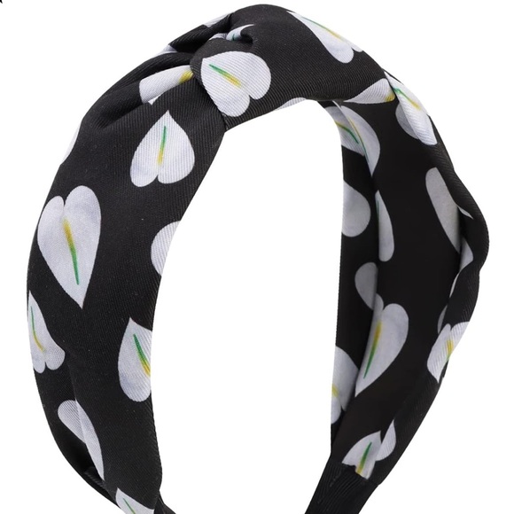Black & White Leaf Pattern Top Knot Headband - Picture 8 of 10